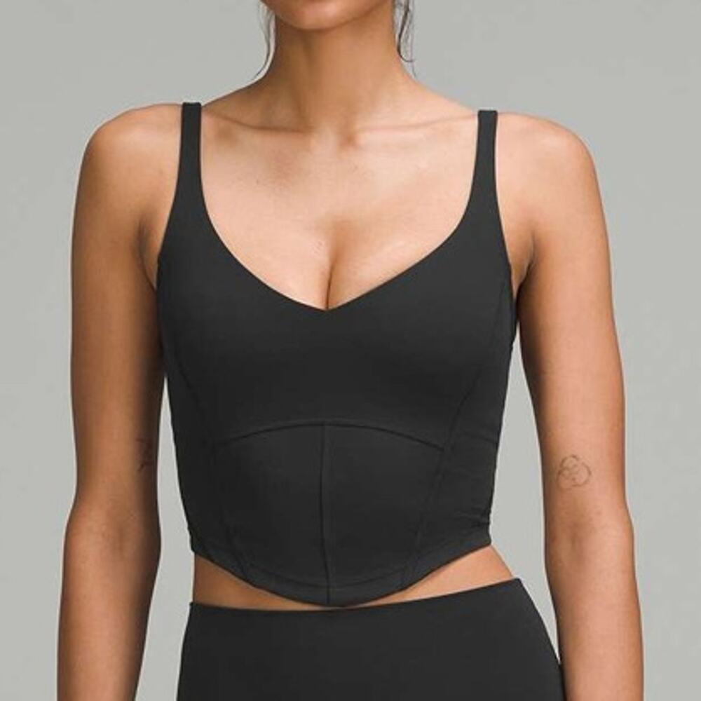 Lululemon Black Align Corset Tank Top Light Support Nulu Camisole Crop Size 4